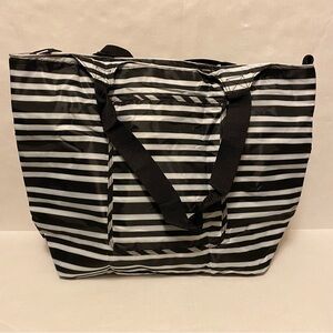 California Innovations Black Striped Insulated Lunch Bag Backpack Microban NWT
